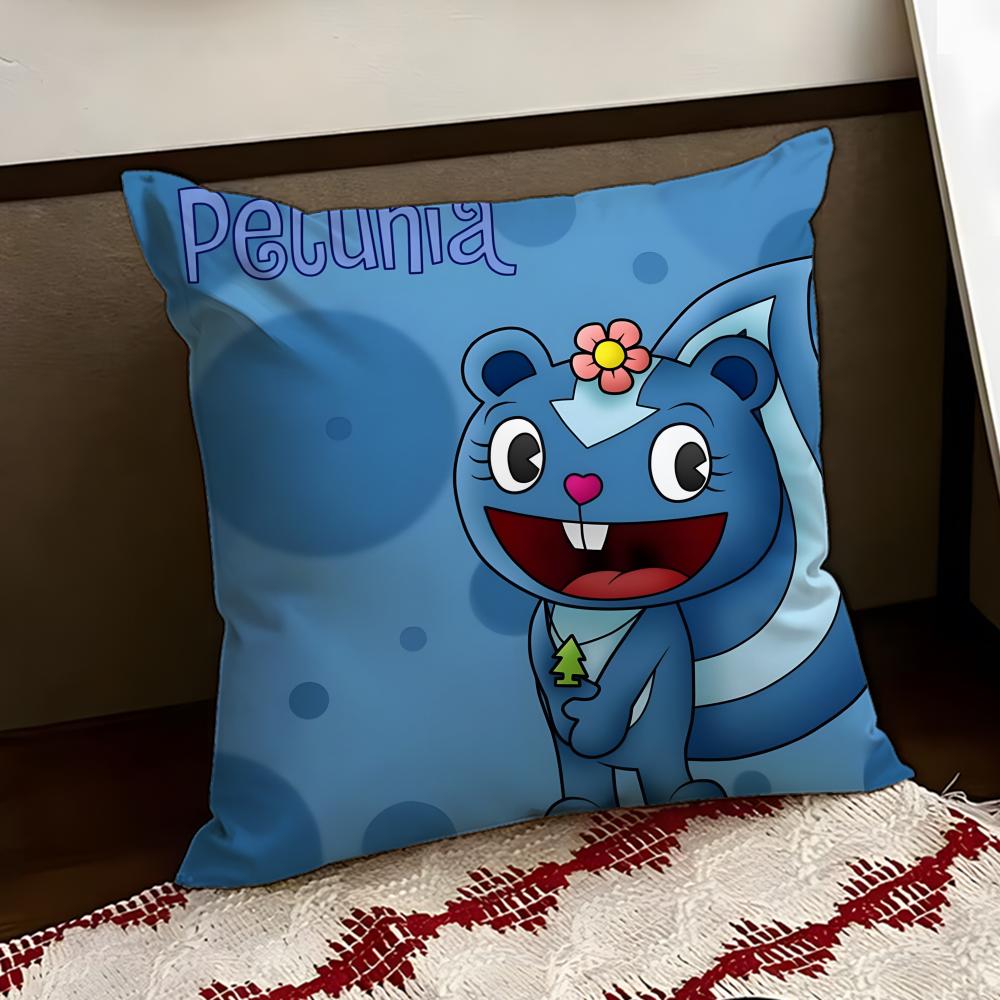 Anime HHappy Tree FFriends Kissenbezug Wendbar Weich Langlebig Kissenhülle Zuhause Auto Mehrzweck für täglichen Komfort
