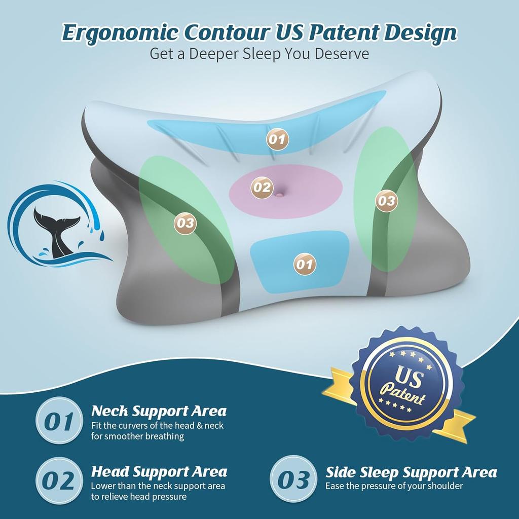 Cervical Neck Pillow - Cooling Pillow for Neck Pain Relief, Ergonomic Side Sleeper Pillow for Sleeping, Contour Memory Foam Pillows for Neck Support,