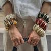 Retro Colorful Dyed Acrylic Resin Elasticity Bangle Bracelet Geometric Exaggerated Wide Round Stretch Bangles for Women Chunky Jewelry
