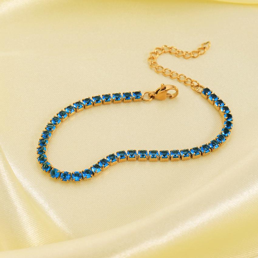 

Темпераментный Простой Циркон Летний Браслет Однорядный Бриллиантовый Браслет Женские Украшения синий