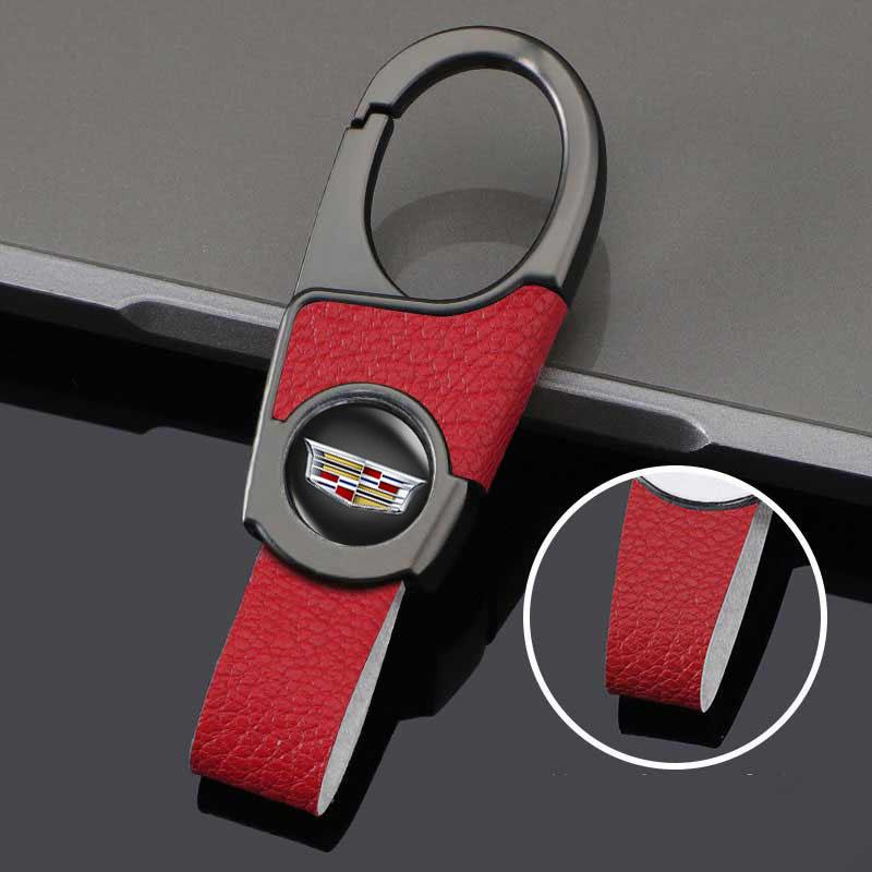 For Cadillac ATS BLS CT4 CT6 CTS ESCALADE EXT SLR SLS SRX STS XLR XT4 XT5 XTS Leather Car Logo Keyrings Holder Key Chain Pendant Ybsdr66