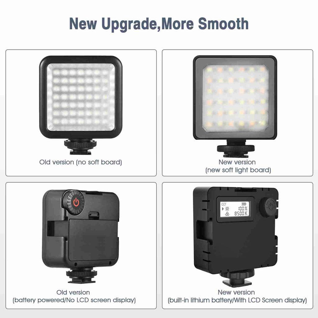 LED Photography Fill Light Dual Color Temperature 2800K 8500K Brightness Adjustable Fill Light with LCD Display Black