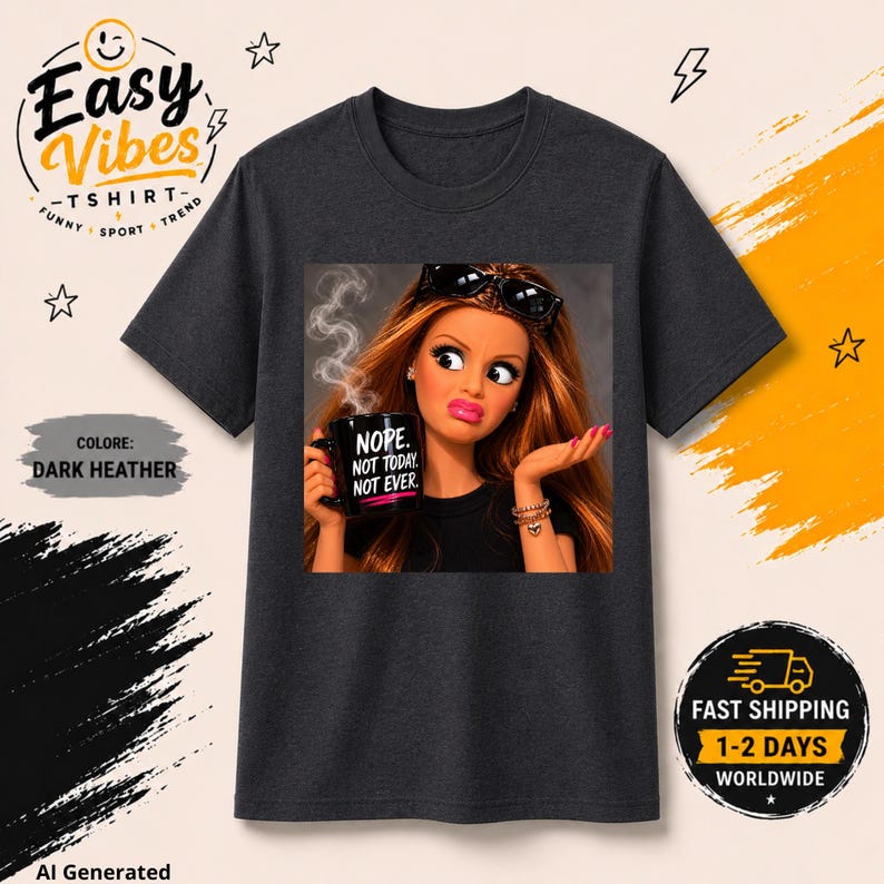 Sarcastic Shirt | Nope Not Today Not Ever Shirt | Funny Gift | Anti Social Graphic Tee | Sassy Woman Shirt | Coffee Lover Gift 4XL