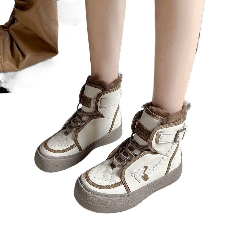 Girls cotton shoes children's snow boots 2025 winter new thickened short boots medium and older children's velvet cotton boots