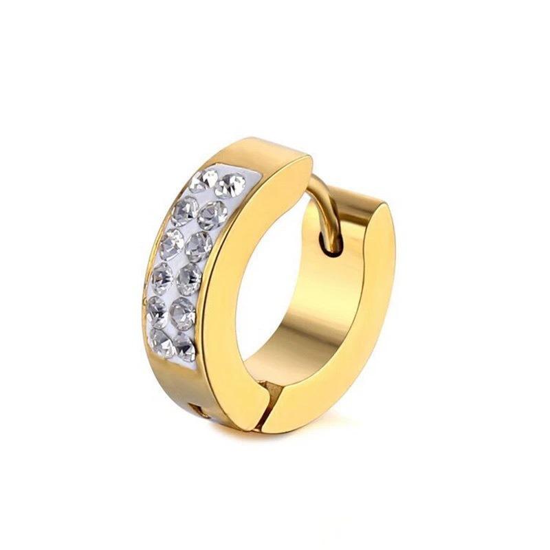 Fashion Diamond-studded Titanium Steel Ear Bar Clasp Stainless Steel Personalized Non-ear-piercing Ear Hook Earrings for Both Men and Women