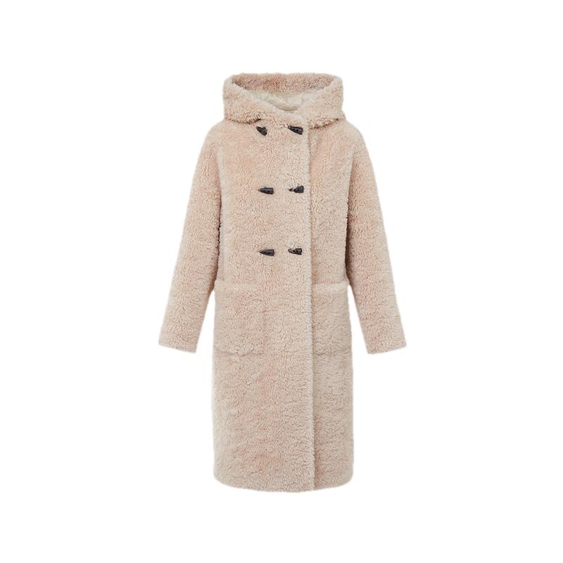 LANGZI Wang Churan Style Hooded 100% Wool Long Coat