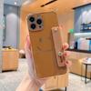 Electroplated side smiley face with bracket, suitable for Apple 16/17promax mobile phone case iPhone14/15 anti-drop cover