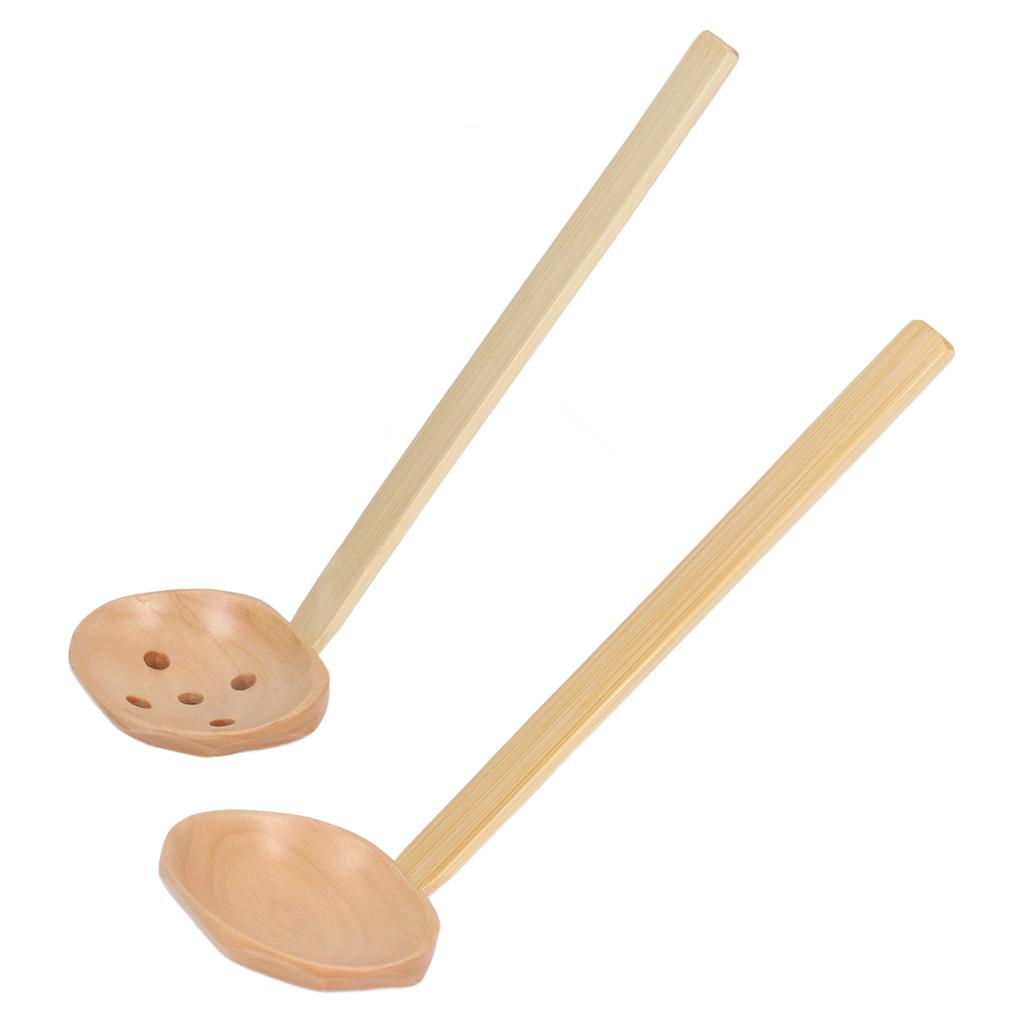 2pcs Wooden Spoon Reliable Durable Glossy Lightweight Ergonomic Comfortable Kitchen Supplies for Home
