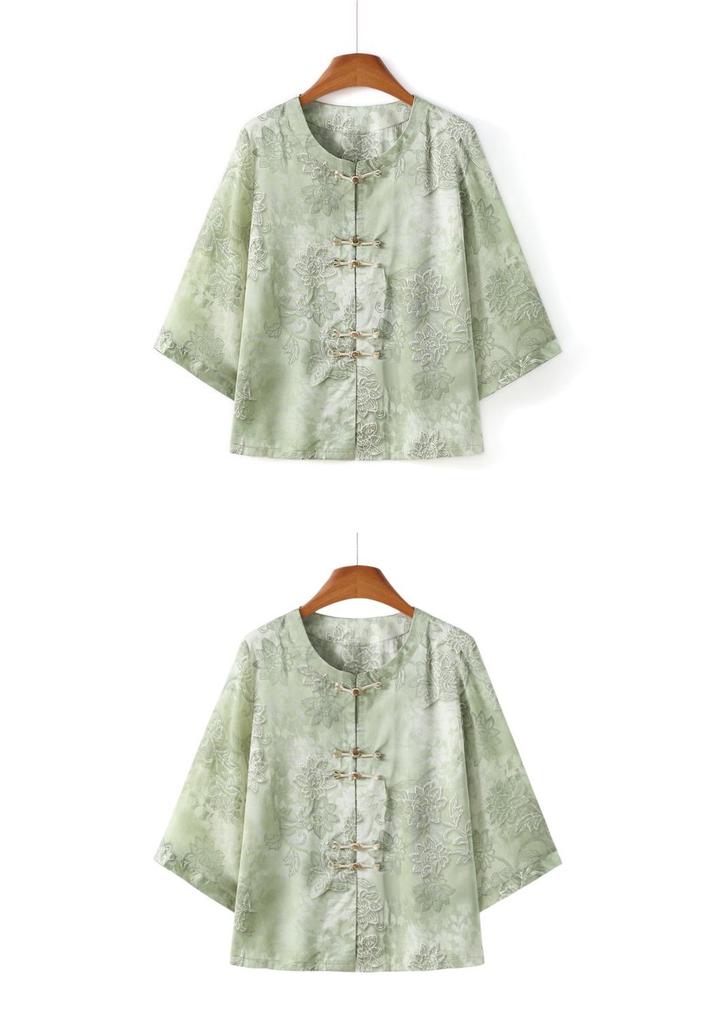 Stylish Seven-Sleeve Shirt for Middle-Aged & Elderly Women - Age-Defying Spring/Summer Fashion