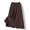Women Knitting Skirt High Waist A-Line Large Hem Design Midi Skirt Solid Color Autumn Winter Pleated Skirt Daily Wear