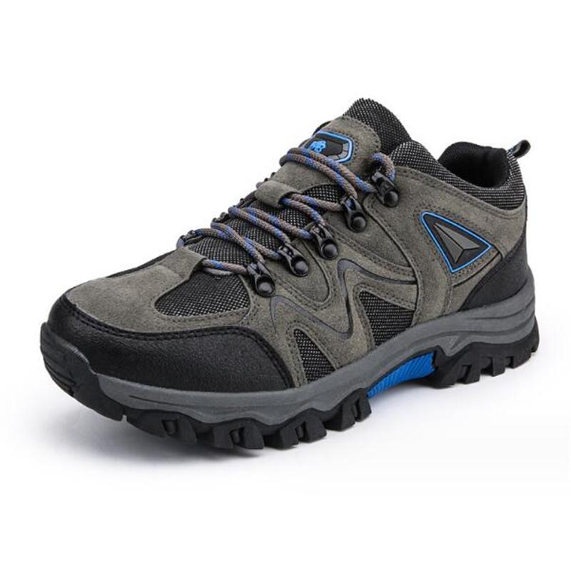 Cowhide Men Hiking Shoes Climbing Mens Sport Shoes Men Outdoor Trainers Non-slip Men Trekking Shoes Fashion Lace Up Sneakers