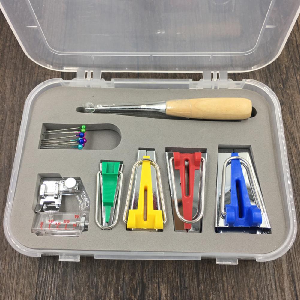 Bias Tape Maker Kit with 45mm Round Cutters 6mm 12mm 18mm 25mm Bias Binding Maker 13-in-1 Multifunction Fabric Bias Tape Maker Set for DIY Quilting Sewing Craft Tools