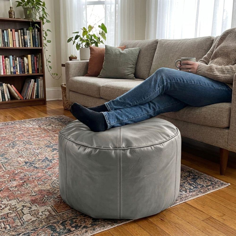 Unstuffed Bean Bag Cover Large Capacity Pouf Cover Non-Slip Sofa Footstool Cover Corner