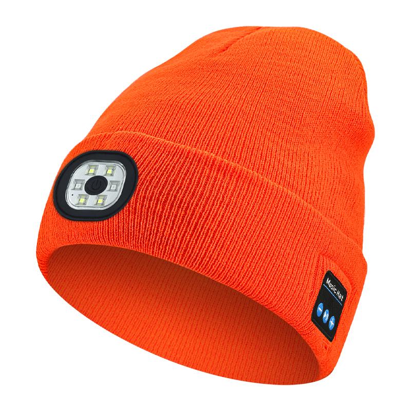 Luminous LED Headlamp Music Hat with Wireless Bluetooth Earphones for Night Running & Fishing