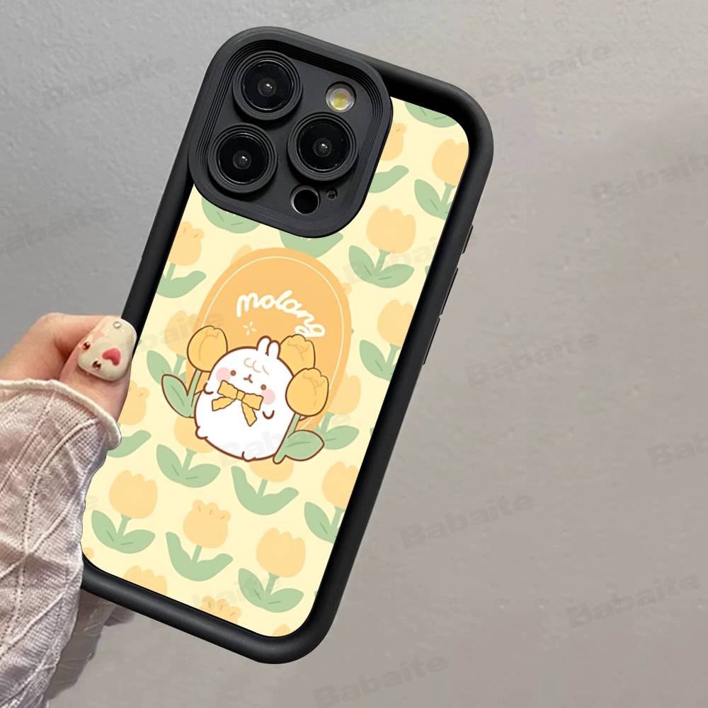 Kawaii Cute Rabbit M-MolangS Anime Silicone Soft Phone Case For IPhone 17 16 15 14 Plus 13 12 Mini 11 Black Cover