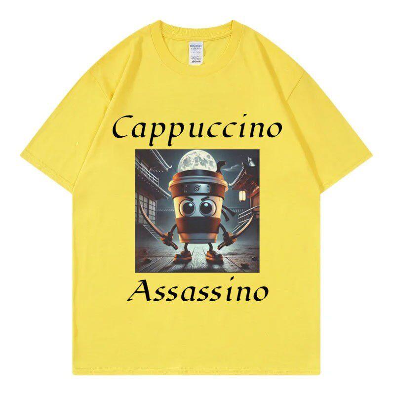 Cappuccino Assassino Graphic T Shirts Funny Italian Brainrot Meme TShirt Unisex Fashion Casual Short Sleeve T Shirt Streetwear M
