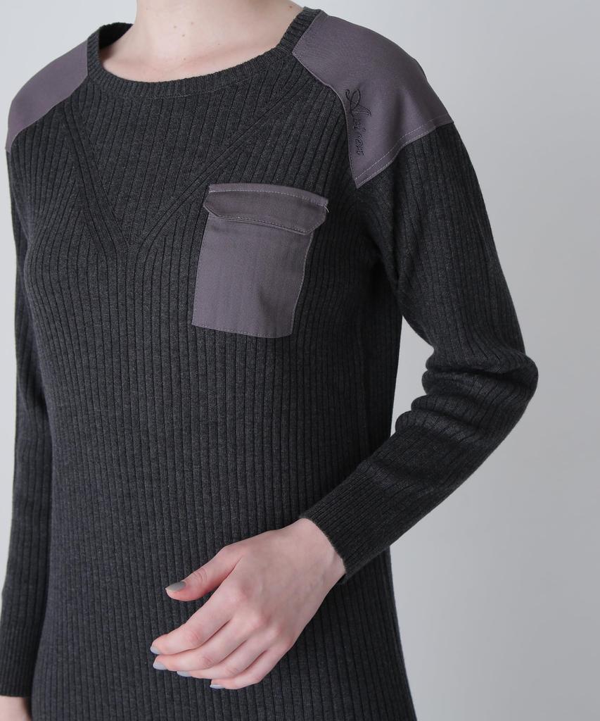 AVIREX MILITARY RIB KNIT ONEPIECE Women's M 410 Charcoal 783-4240602