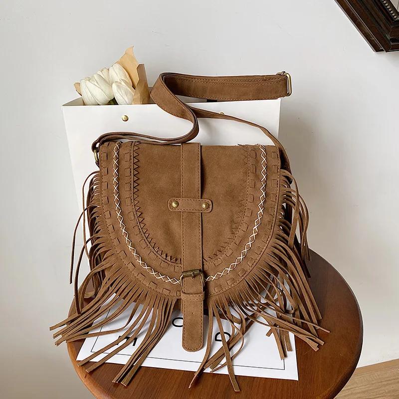 Women's velvet shoulder bag saddle soft shoulder bag with strap zippered inner pocket monochromatic nylon high quality fashion