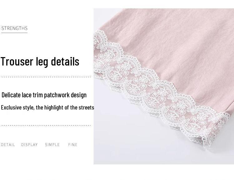 Women's Summer Ice Silk Wide-Leg Pants with Lace Trim by Yamamoto