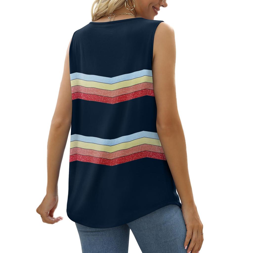 Women's Fashion Sexy Pleated Square Neck Color Sleeveless Vest Top