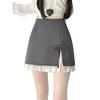 Sweet & Spicy High-Waisted Lace Bodycon Skirt - Grey, Korean Style, Anti-exposure Short A-line Design