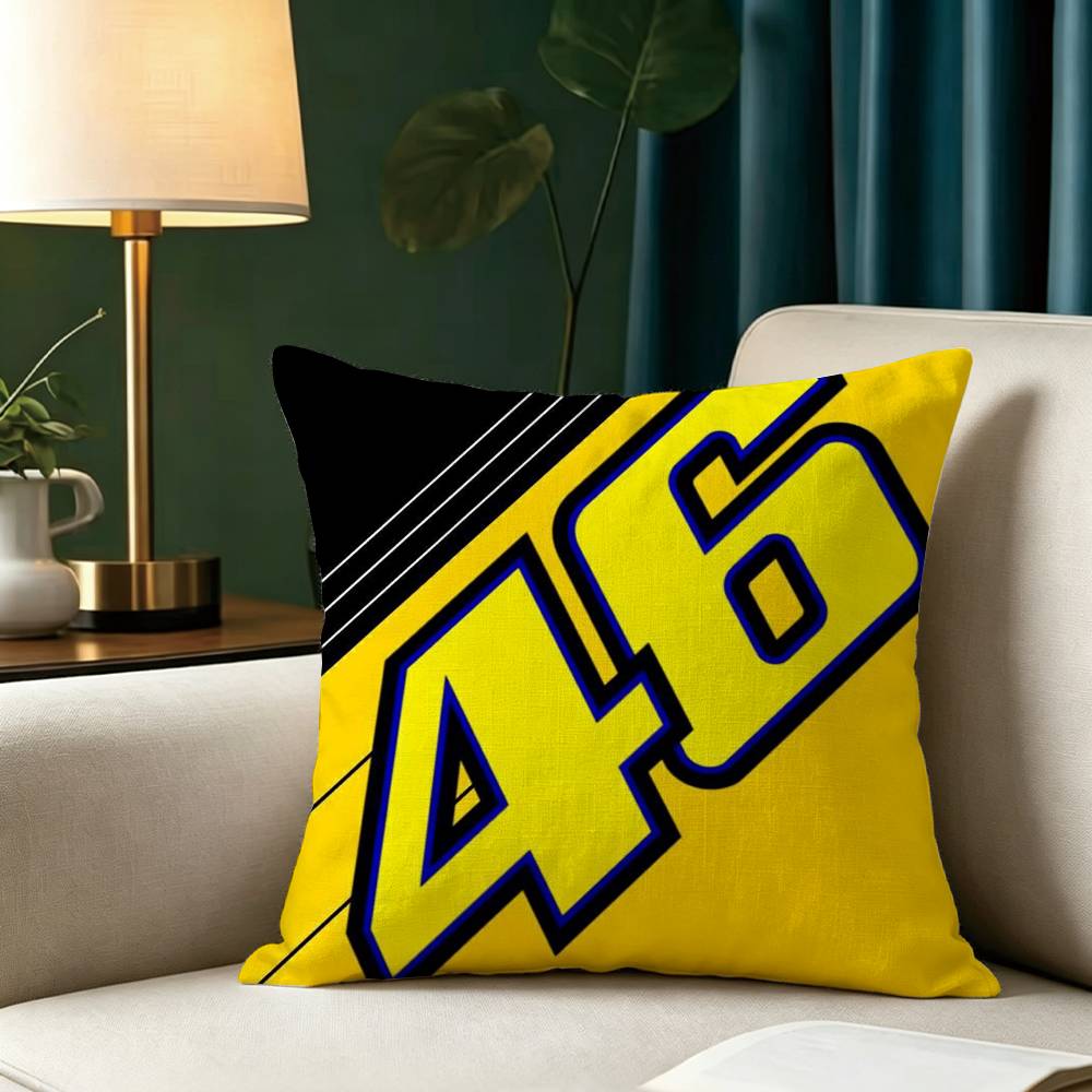 V-Valentino R-Rossi Moto 46 Square Double-Sided printed Pillow Case Bedroom Bedside Pillow Sofa Cushion Cover