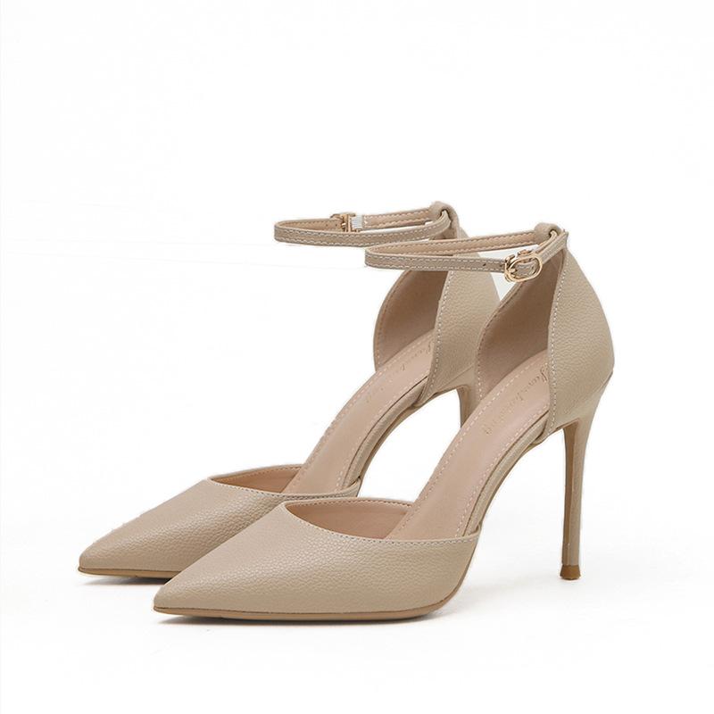 

2022 Summer Korean Style Women s High Heel Sandals: Hollow Design, Thin Heel, Pointed Toe, Single Strap Size 39