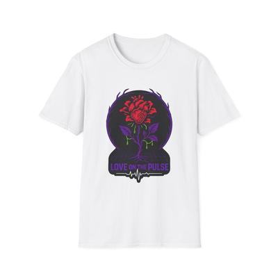 Unisex Softstyle T Shirt Dark Surreal Heart Rose Neon Bloom With Vein Frame Grid