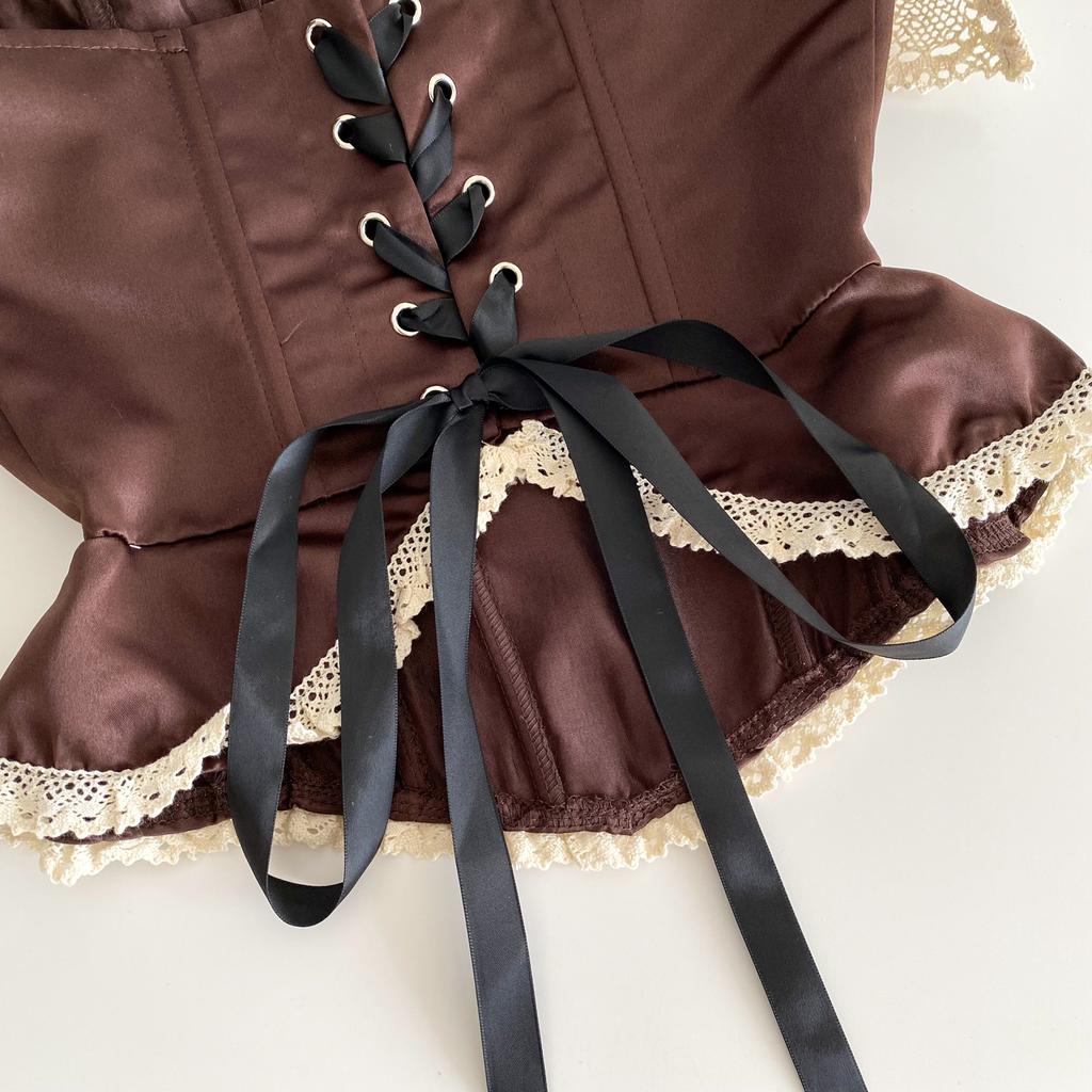 Sexy Vintage Strapless Tops Sleeveless Bow Lace Spliced Backless Bandage Camis Ladies Slim Sexy Streetwear Corset