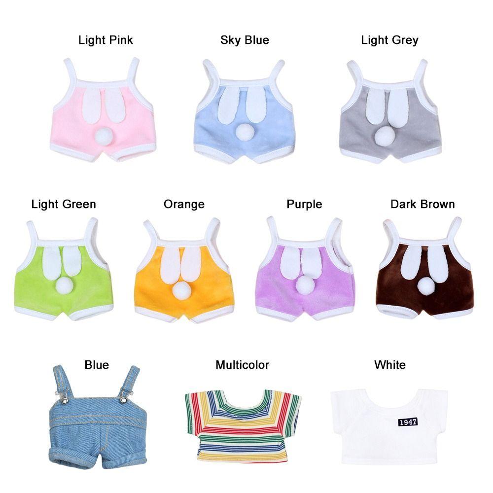 Hand-made Doll Clothes 20cm Cotton Doll Doll T-shirts Cartoon Mini Jumpsuit  Plush Toy