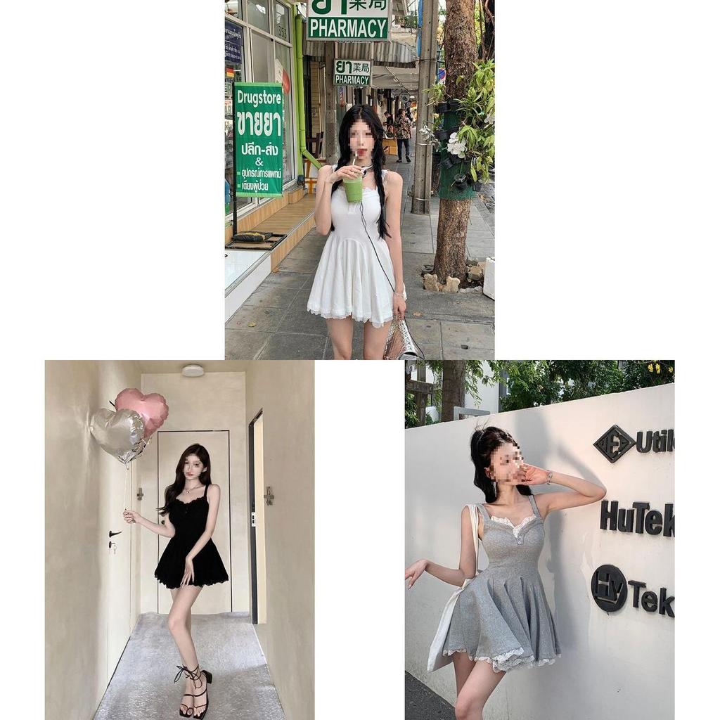 Generic Lace Spliced Sexy Slip Dress With V Neck For Summer Casual And Party Wear