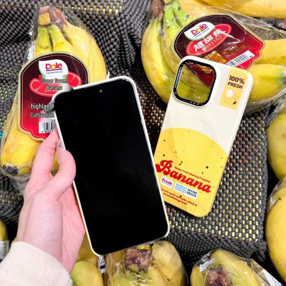 Peelable Magnetic Stand Banana Case for iPhone 14, 15 Pro Max, 17 Pro Protective Cover