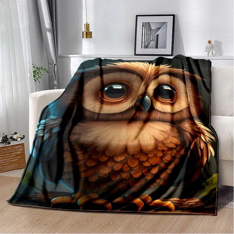 HD süße bunte Eulen-Cartoon-Decke, weiche Überwurfdecke für Zuhause, Schlafzimmer, Bett, Sofa, Picknick, Reisen, Büro, Ruhebezug, Decke für Kinder