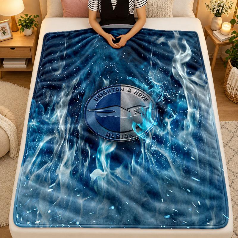 Flannel BlanketBrighton & Hove Albion Football Warm Soft Throw Blanket for Indoor Sofa Bed Living Room Use