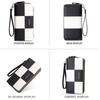 Women's Checkered, Plaid, Checkerboard, Two-Tone, Colorful Wallet with Double Zipper, Coin Purse, Card Slots, Multi-Function, Large Capacity (Red)