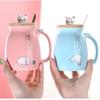 Cute Cartoon Cat Ceramic Mug with Lid and Spoon – Breakfast Coffee Cup