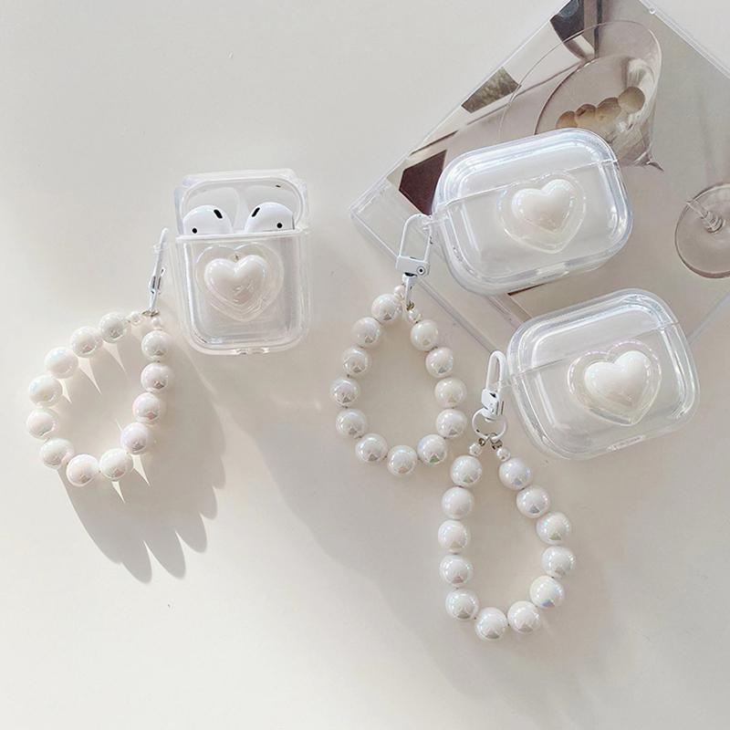Cute 3D Heart Love Silicone Earphone Accessories Case For Airpods 3rd For Airpods 1 2 Pro2rd Cover Creative Smile Ornament Keyri
