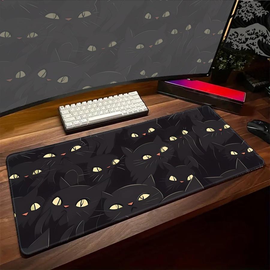 Mousepad Large Kawaii Cats Mouse Pad White XXL PC Gamer Gaming Desk Mat Setup Office Computer Big Accessories Desk Mousepads