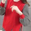 Blusa de dos piezas falsa de moda coreana para otoño e invierno, blusa informal de mujer con cuello redondo y manga larga con retazos