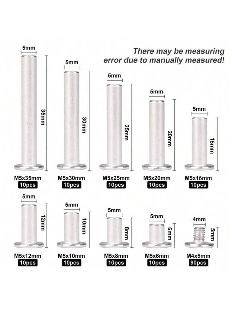 180Pcs Binding Screws Assorted Kit,304 Stainless Steel Screw Post Screw Kit for DIY Decoration Photo Albums Bookbinding(10 Sizes