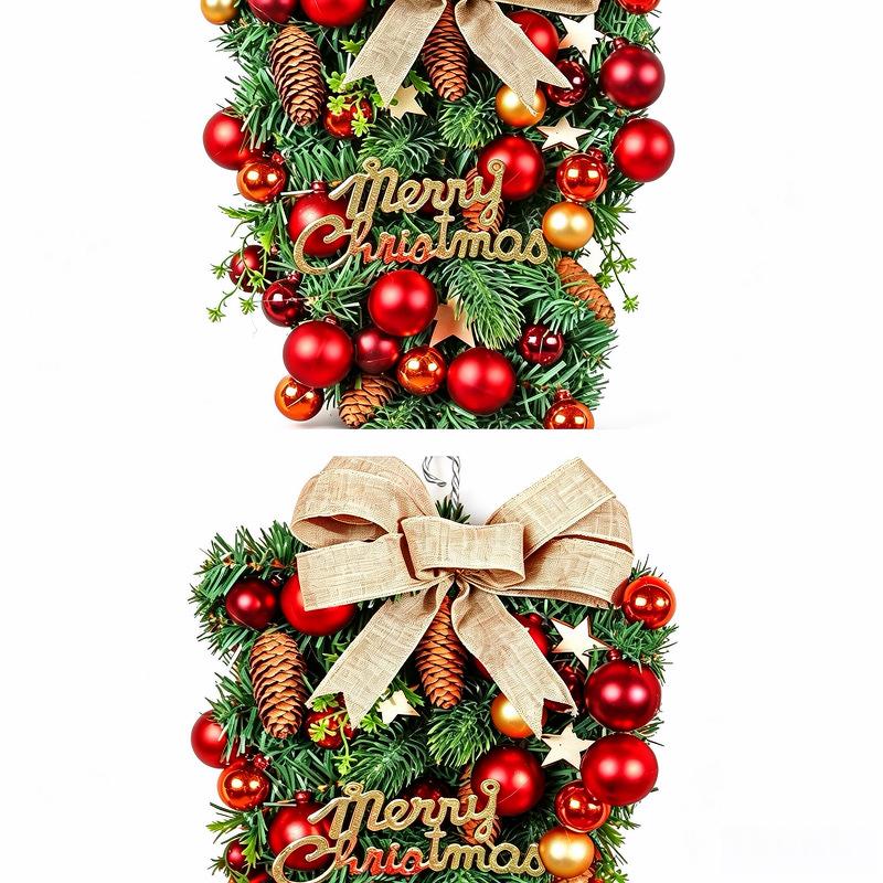 Christmas Decoration Balls Hung Upside Down, Creative Scene Setup, Decorative Bows, Vine Strips, Door Hanging Tree Ornaments