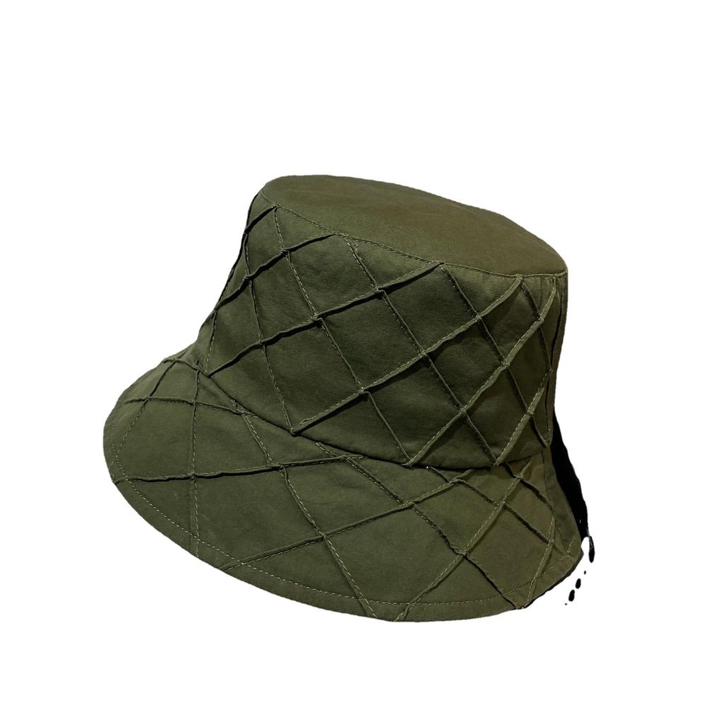 Three-dimensional plaid Mori bucket hat simple solid color cotton casual basin hat spring and summer outdoor breathable sun hat women