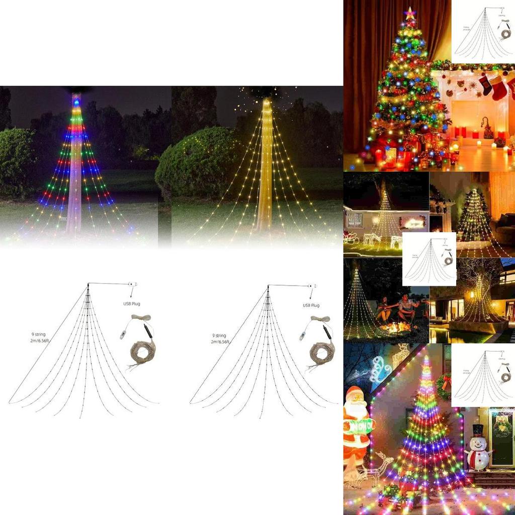 Led Christmas 2m Waterfall Light Usb Power Supply Garden Courtyard Decoration