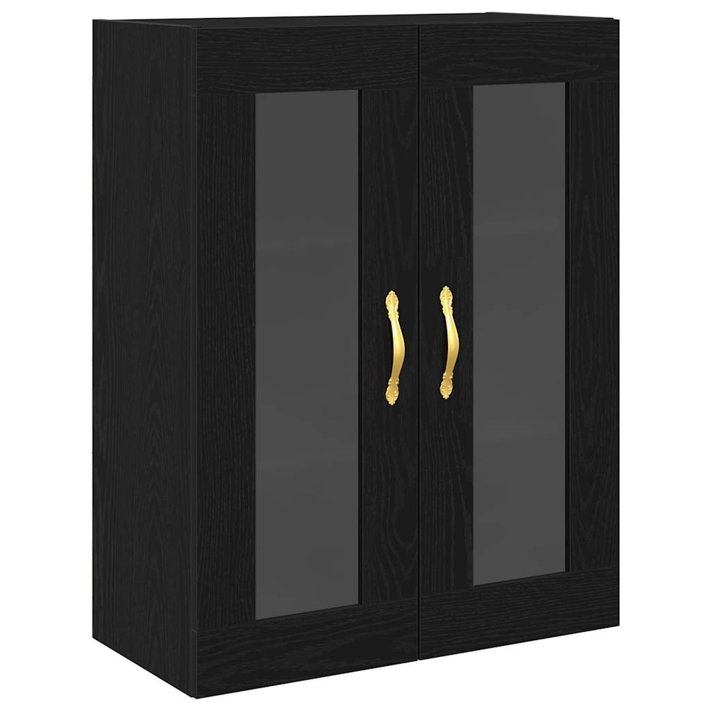 Wall Mounted Cabinet in Black Oak Look 69.5 x 34 x 90 cm