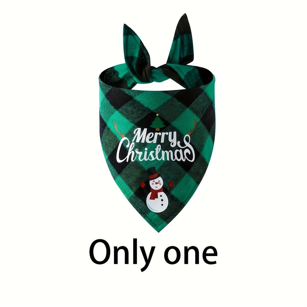 Christmas Dog Bandana with Santa & Snowman Design - 100% Polyester Non- Fabric, Adjustable Holiday Pet Headband for All Dog