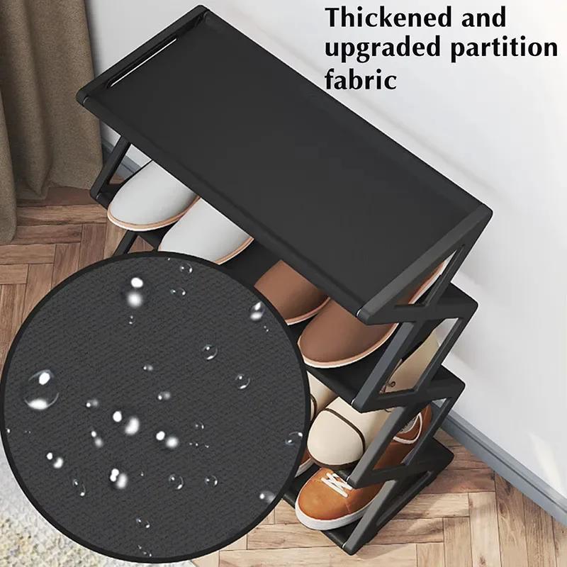 4-Layer Shoe Rack Trapezoidal Simple Shoes Organizer Multifunctional Space Saving Living Room Assembly Shoe Rack Home Supplies