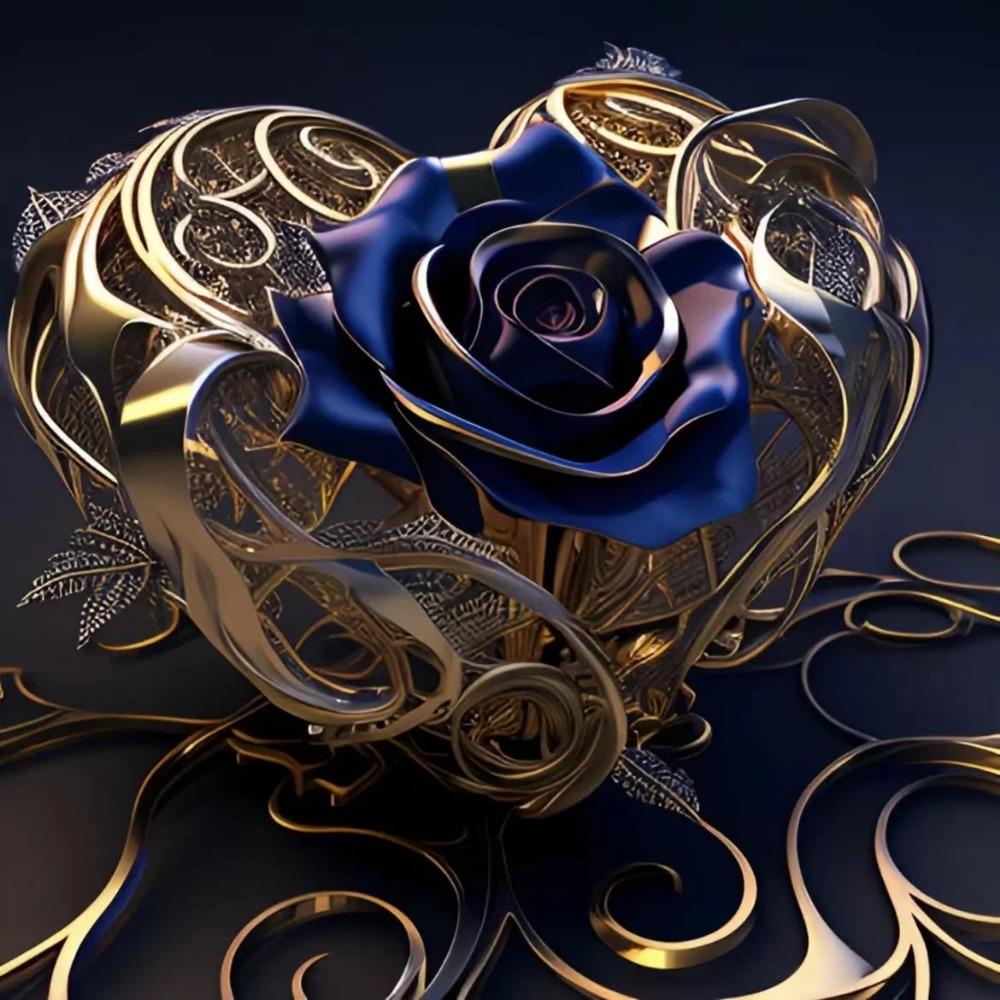 Diamant-Gemälde voller Bohrer, süßes Tier, rundes Diamant-Gemälde, handgefertigt, blaue Rose, Diy-Diamant-Mosaik-Gemälde, Heimdekoration