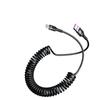 120W Dual Type-C Spring Retractable Data Cable for Fast Charging, Compatible with Apple, Huawei, and Honor