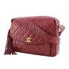 CHANEL Matelasse Shoulder Bag COCO Mark Fringe vintage Red lambskin Women Used