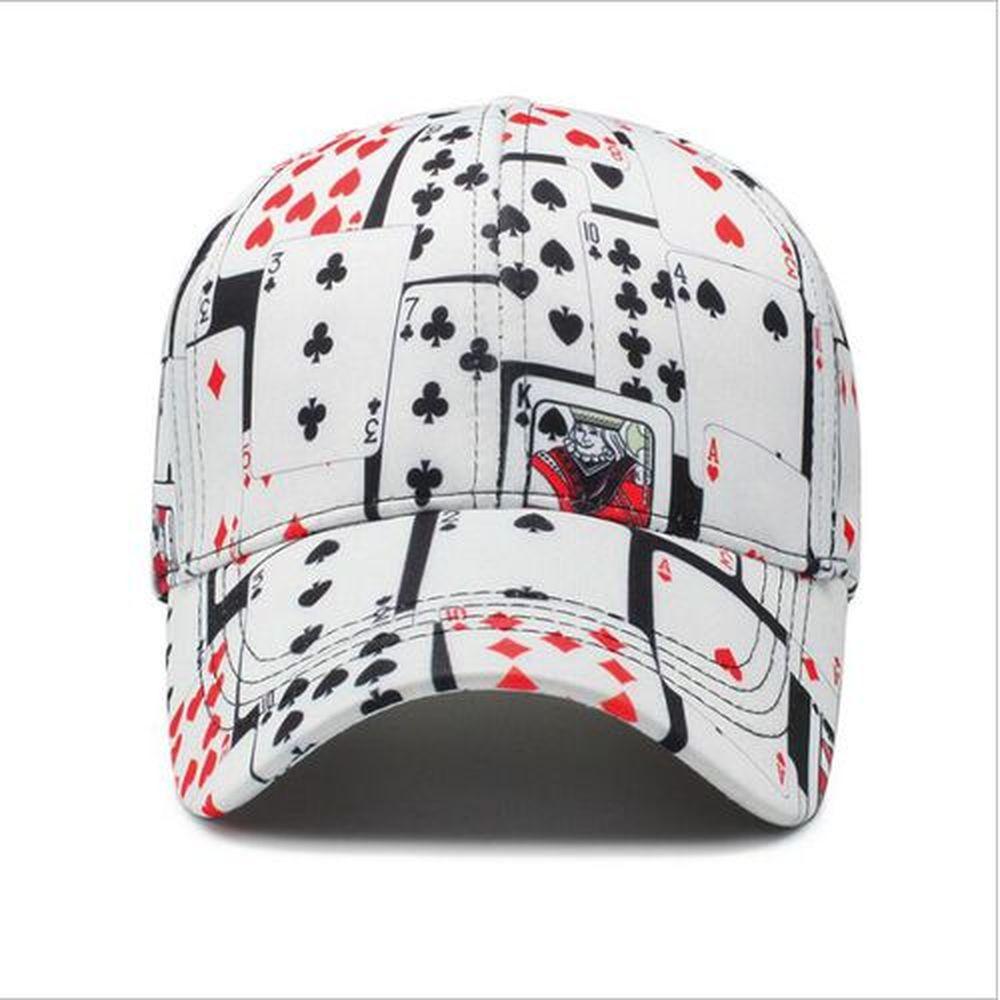 Creative Playing Card Pattern Summer Baseball Cap Women Men Embroidered Cotton Mesh Caps Unisex Outdoor Sports Hip Hop